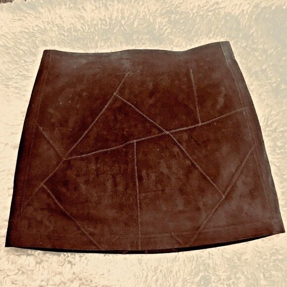 THALIA SODI Black Leather Suede Patchwork Sm Pockets Mini Skirt Junior 11/12 - Picture 3 of 6